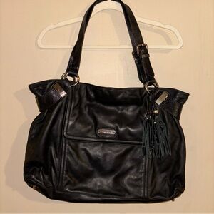 Cynthia Rowley Black Leather Shoulder Bag Tote